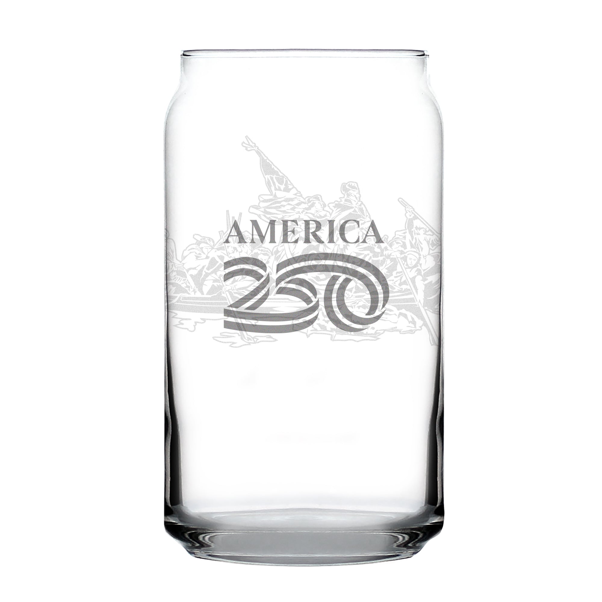 America 250 Washington Crossing the Delaware Engraved Beer Can Glass America250 Official for 250th Anniversary of the USA Beer Can Shaped Pint Glass - 16oz