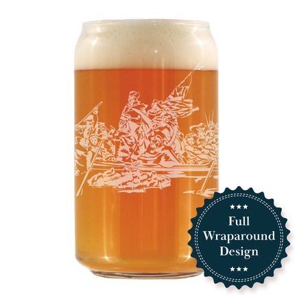 America 250 Washington Crossing the Delaware Engraved Beer Can Glass America250 Official for 250th Anniversary of the USA Beer Can Shaped Pint Glass - 16oz