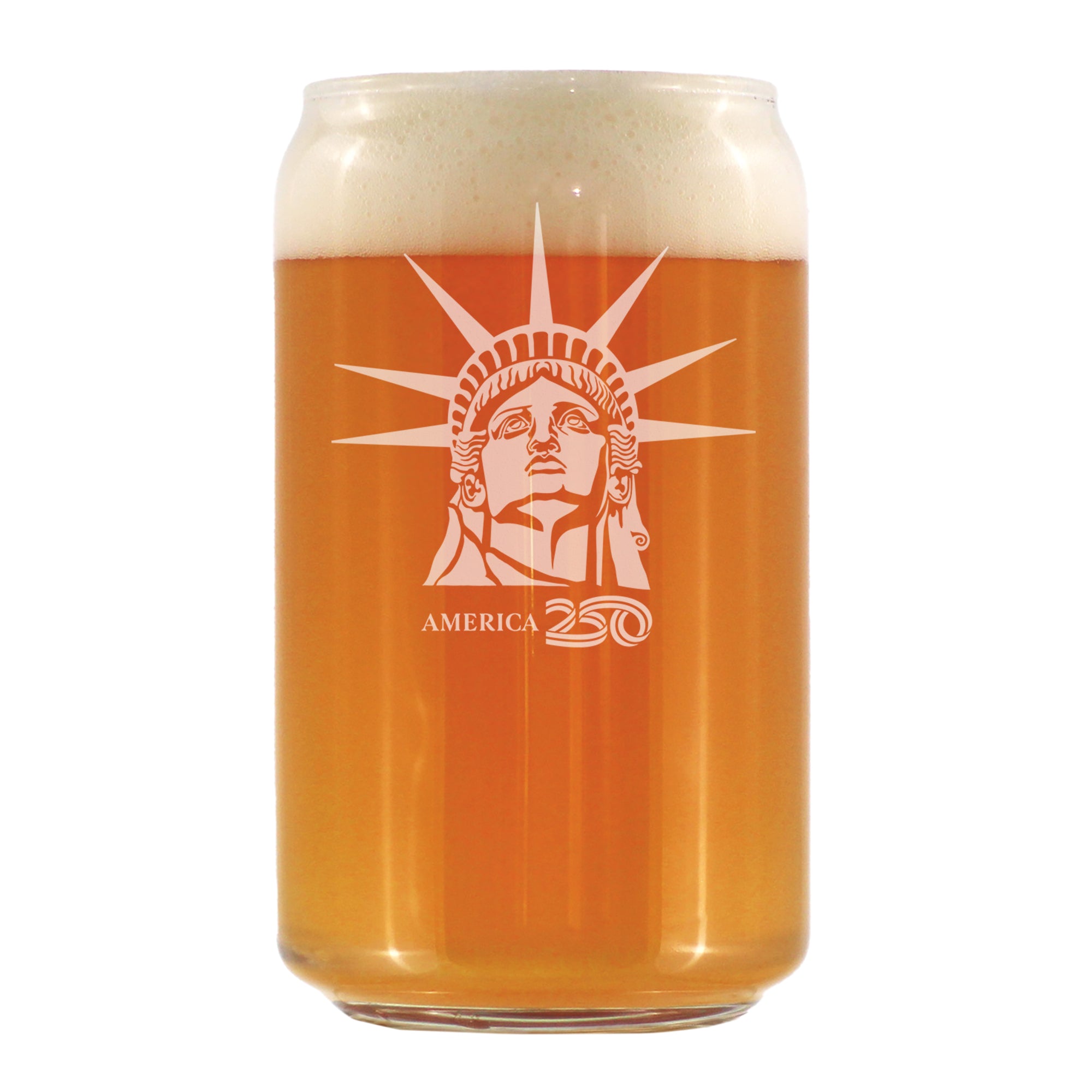 America 250 Statue of Liberty Profile Engraved Beer Can Glass America250 Official for 250th Anniversary of the USA Beer Can Shaped Pint Glass - 16oz