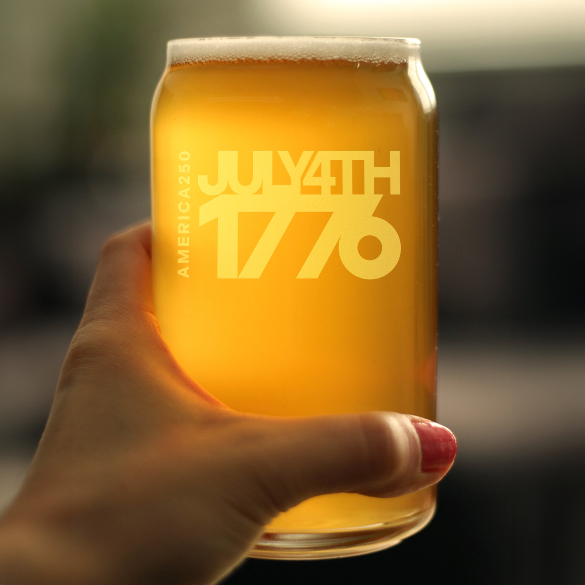 America 250 July 4 1776 Engraved Beer Can Glass America250 Official for 250th Anniversary of the USA Beer Can Shaped Pint Glass - 16oz