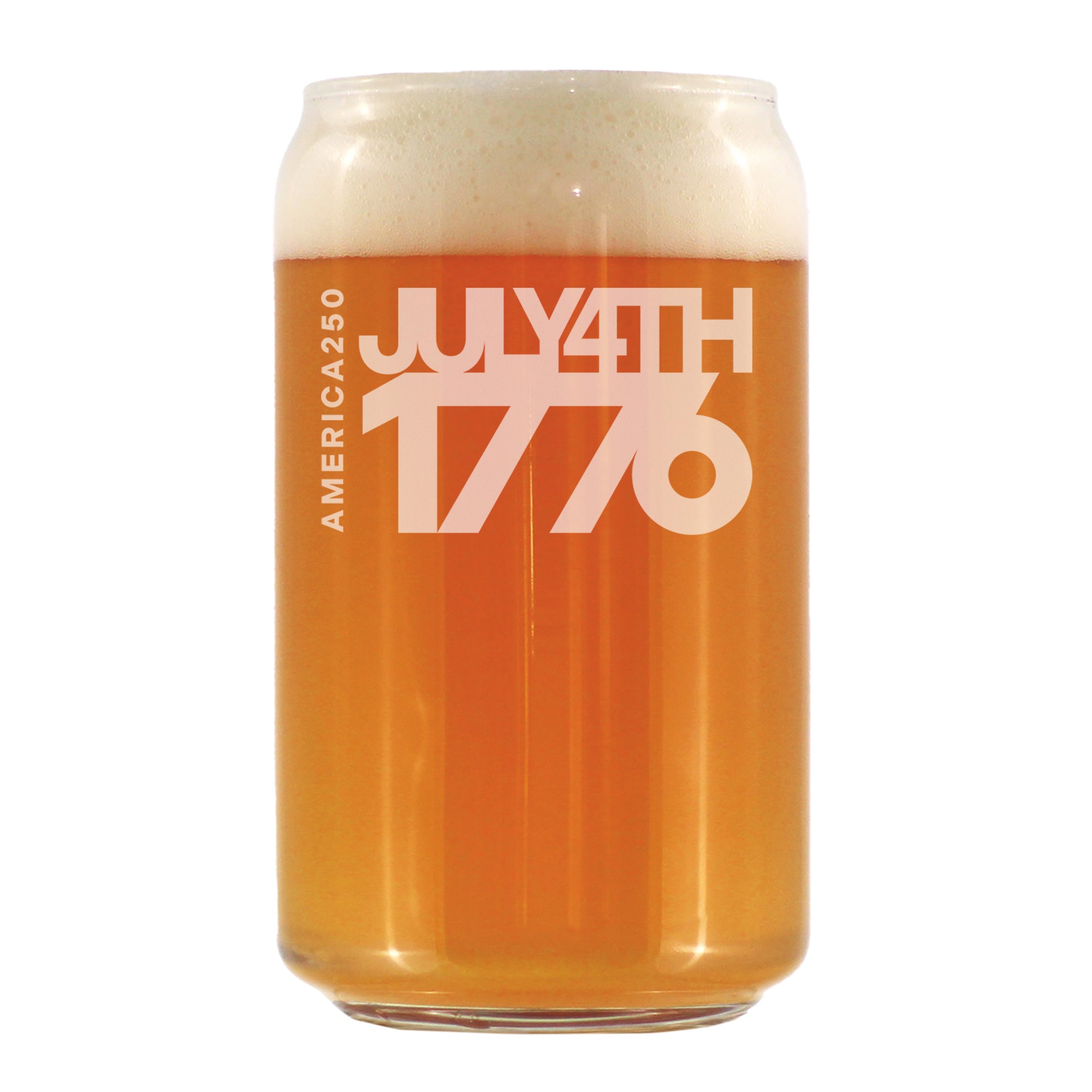 America 250 July 4 1776 Engraved Beer Can Glass America250 Official for 250th Anniversary of the USA Beer Can Shaped Pint Glass - 16oz