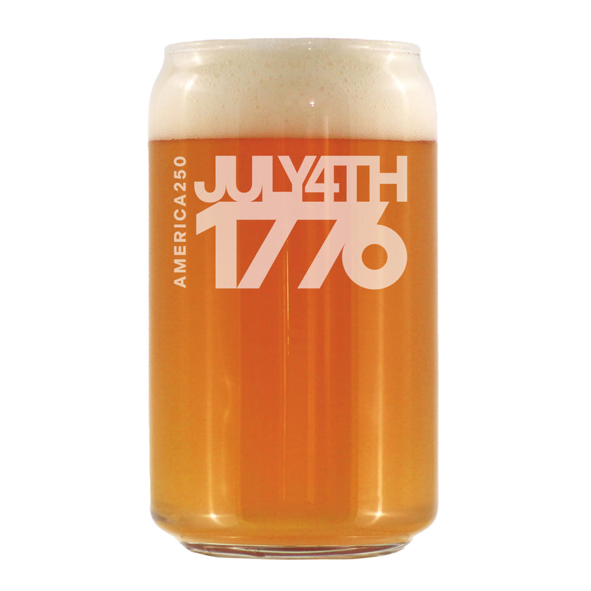 America 250 July 4 1776 Engraved Beer Can Glass America250 Official for 250th Anniversary of the USA Beer Can Shaped Pint Glass - 16oz