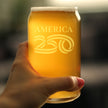 America 250 Logo Engraved Beer Can Glass America250 Official for 250th Anniversary of the USA Beer Can Shaped Pint Glass - 16oz