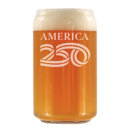 America 250 Logo Engraved Beer Can Glass America250 Official for 250th Anniversary of the USA Beer Can Shaped Pint Glass - 16oz