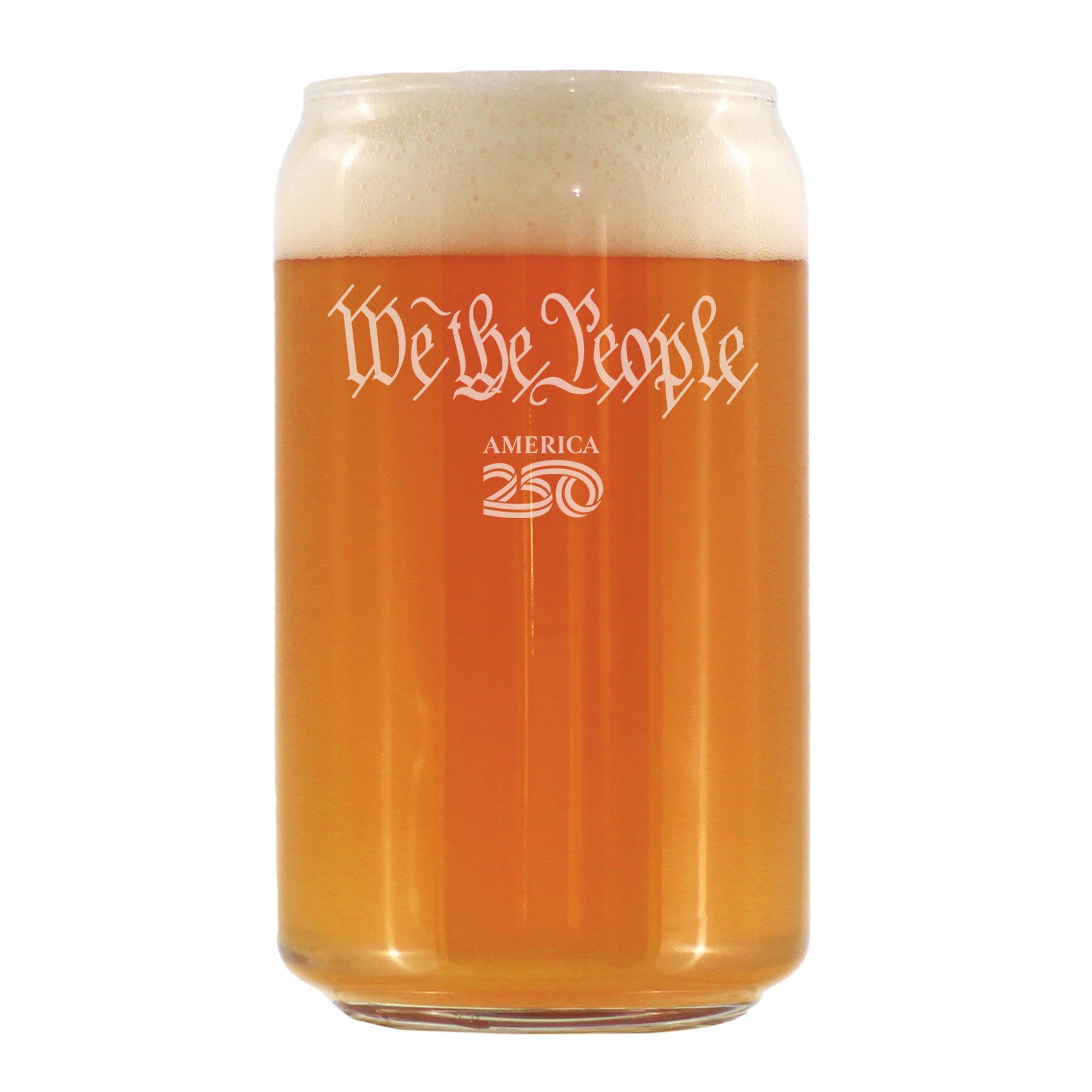 America 250 We the People Engraved Beer Can Glass America250 Official for 250th Anniversary of the USA Beer Can Shaped Pint Glass - 16oz
