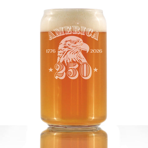 America's 250th Anniversary Engraved Beer Can Glass Celebrate America's Birth Beer Can Shaped Pint Glass - 16oz