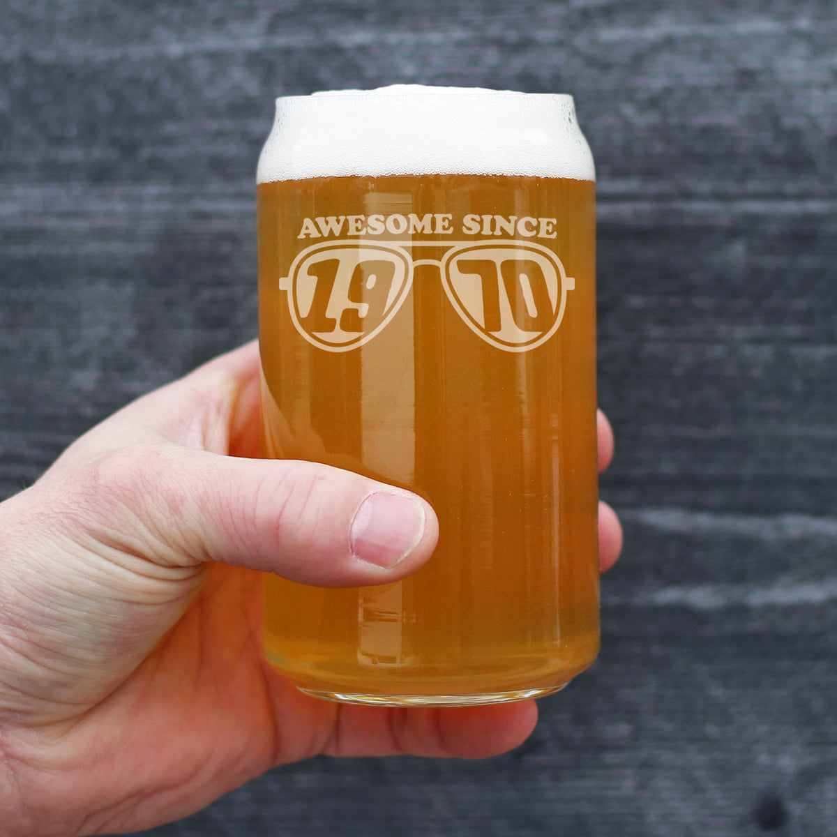 Awesome Since 1970 Engraved Beer Can Glass Gifts 55th Birthday Gift Ideas Beer Can Shaped Pint Glass - 16oz