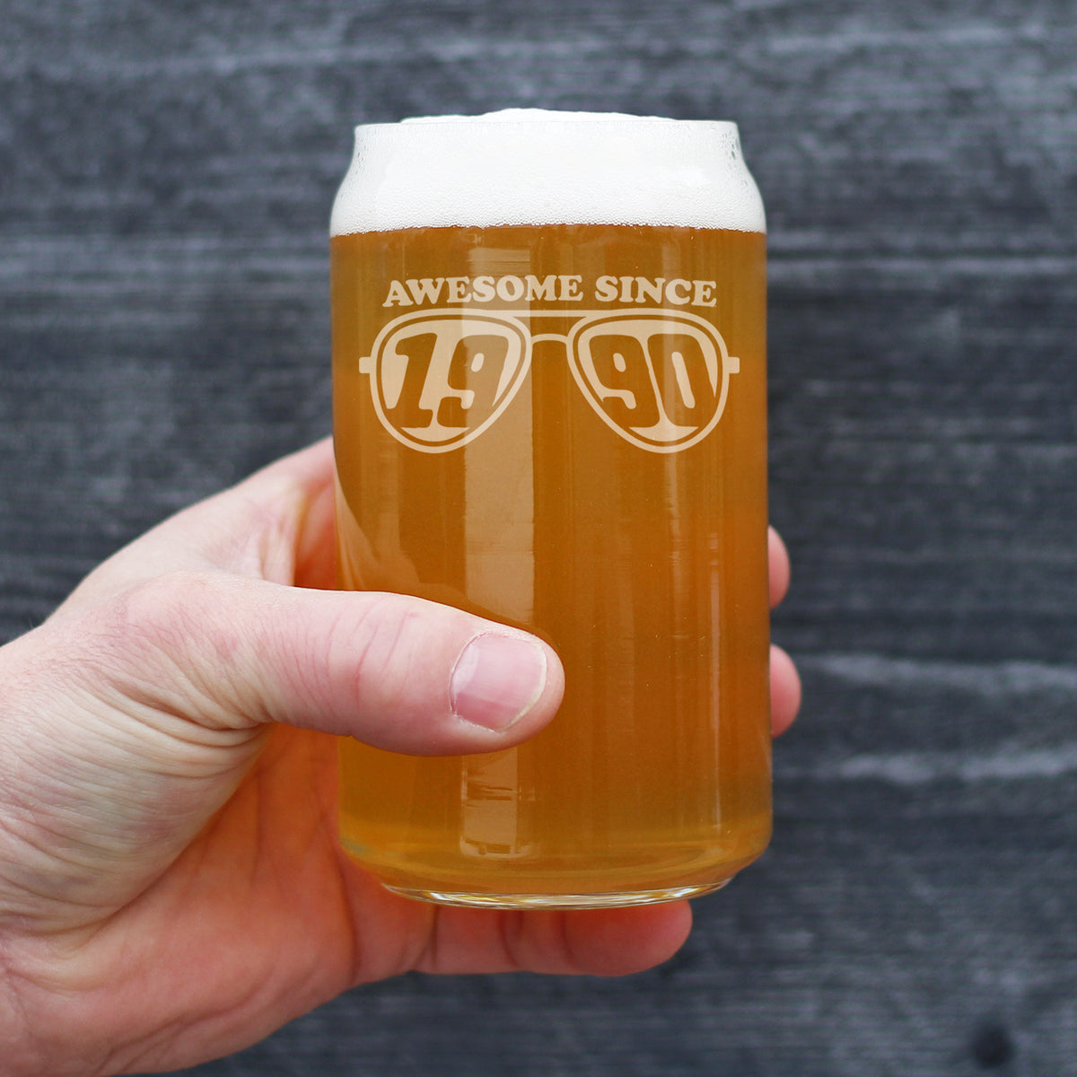Awesome Since 1990 Engraved Beer Can Glass Gifts 35th Birthday Gift Ideas Beer Can Shaped Pint Glass - 16oz