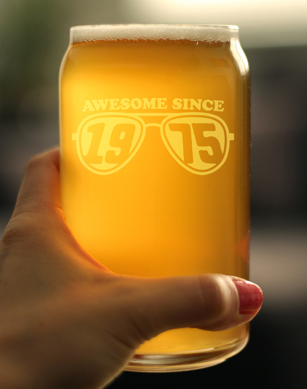 Awesome Since 1975 Engraved Beer Can Glass Gifts 50th Birthday Gift Ideas Beer Can Shaped Pint Glass - 16oz