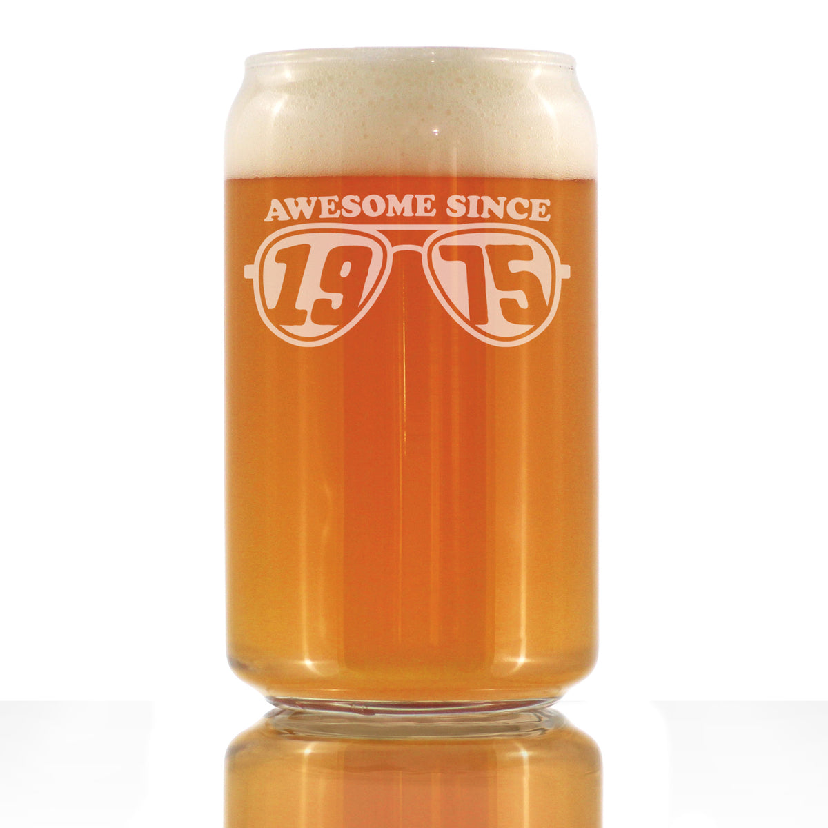 Awesome Since 1975 Engraved Beer Can Glass Gifts 50th Birthday Gift Ideas Beer Can Shaped Pint Glass - 16oz