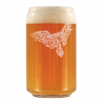Bald Eagle - Engraved Beer Can Glass Patriotic American Decorations and Gifts Beer Can Shaped Pint Glass - 16oz