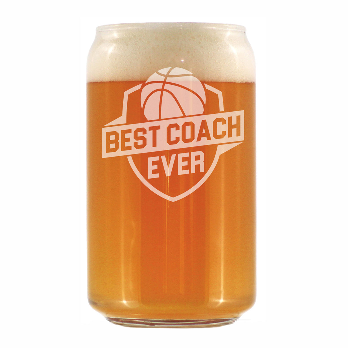 Basketball Coach Gifts for Coaches - Engraved Beer Can Glass - Best Coach Ever - Beer Can Shaped Pint Glass - 16oz