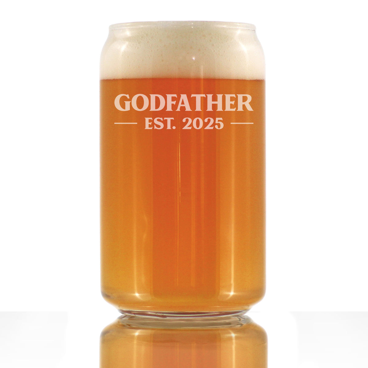 Godfather Est 2025 - New Godfather Beer Can Pint Glass Proposal Gift for First Time Godparents - Bold 16 Oz Glasses