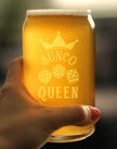 Bunco Queen Beer Can Pint Glass - Bunco Decor and Bunco Gifts for Women - 16 Oz Glasses