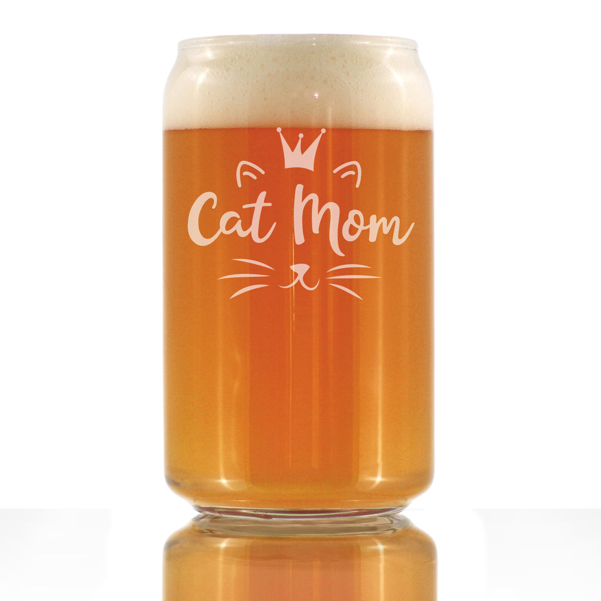 Cat Mom - Beer Can Pint Glass - Cute Gifts for Cat Lady - 16 oz Glasses