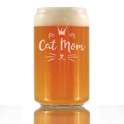 Cat Mom - Beer Can Pint Glass - Cute Gifts for Cat Lady - 16 oz Glasses