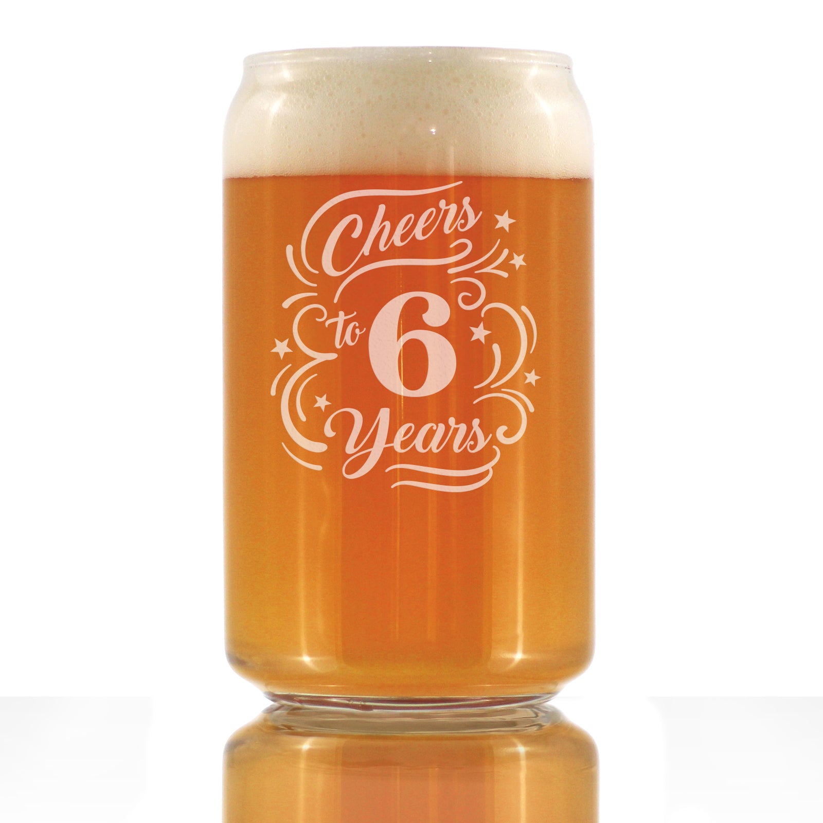 Cheers to 6 Years - Beer Can Pint Glass Gifts for Women & Men - 6th Anniversary Party Decor - 16 Oz Glasses