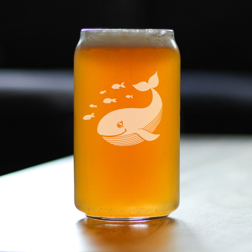 Cute Whale Beer Can Pint Glass - Beach Themed Decor and Gifts for Whale Lovers - 16 Oz Glasses