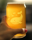 Cute Whale Beer Can Pint Glass - Beach Themed Decor and Gifts for Whale Lovers - 16 Oz Glasses