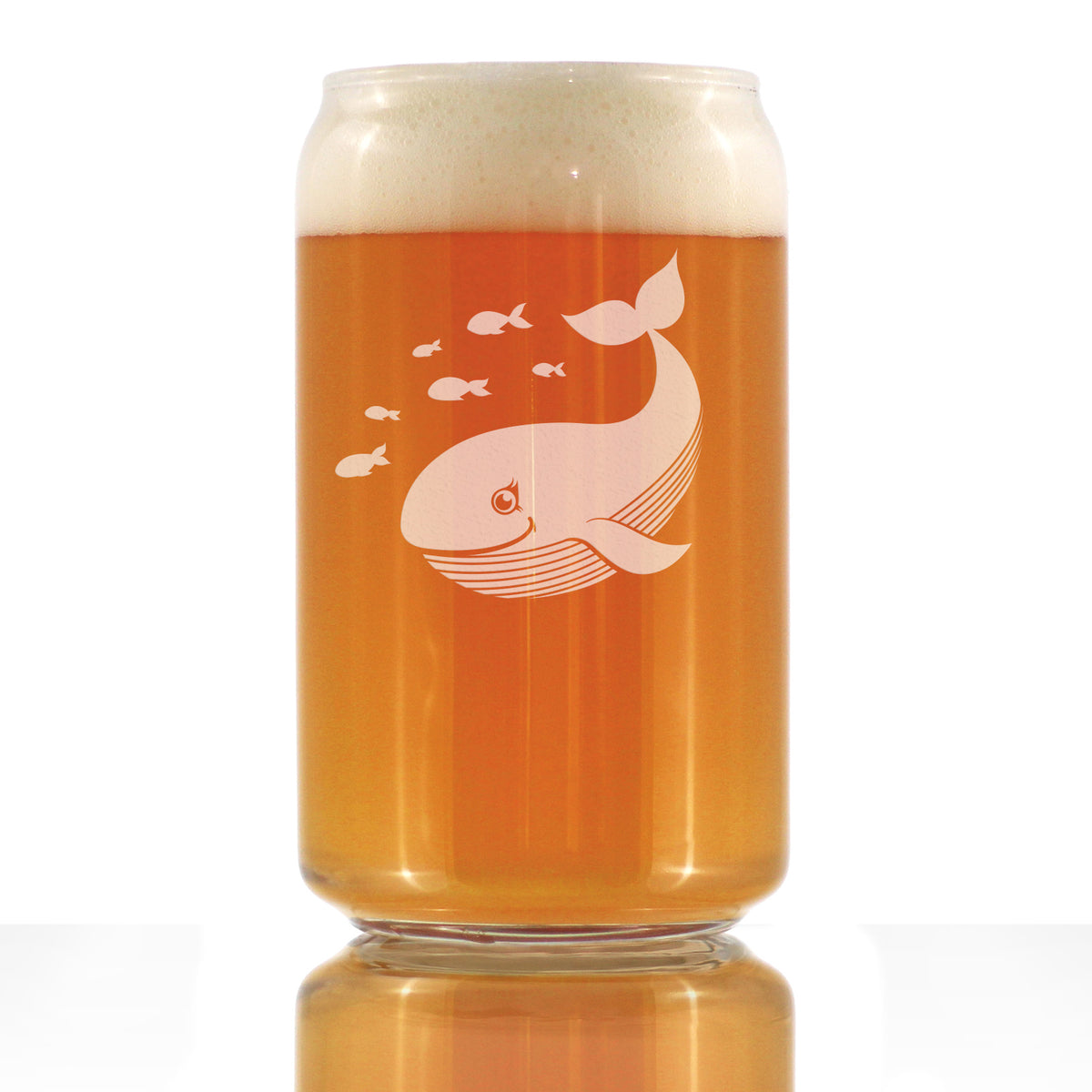 Cute Whale Beer Can Pint Glass - Beach Themed Decor and Gifts for Whale Lovers - 16 Oz Glasses