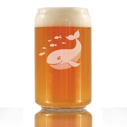 Cute Whale Beer Can Pint Glass - Beach Themed Decor and Gifts for Whale Lovers - 16 Oz Glasses
