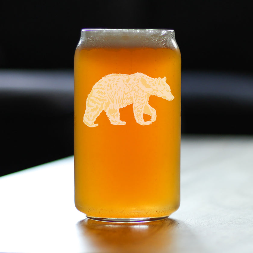 Bear Engraved Beer Can Glass - Multi-Layer Engraving - 16 oz