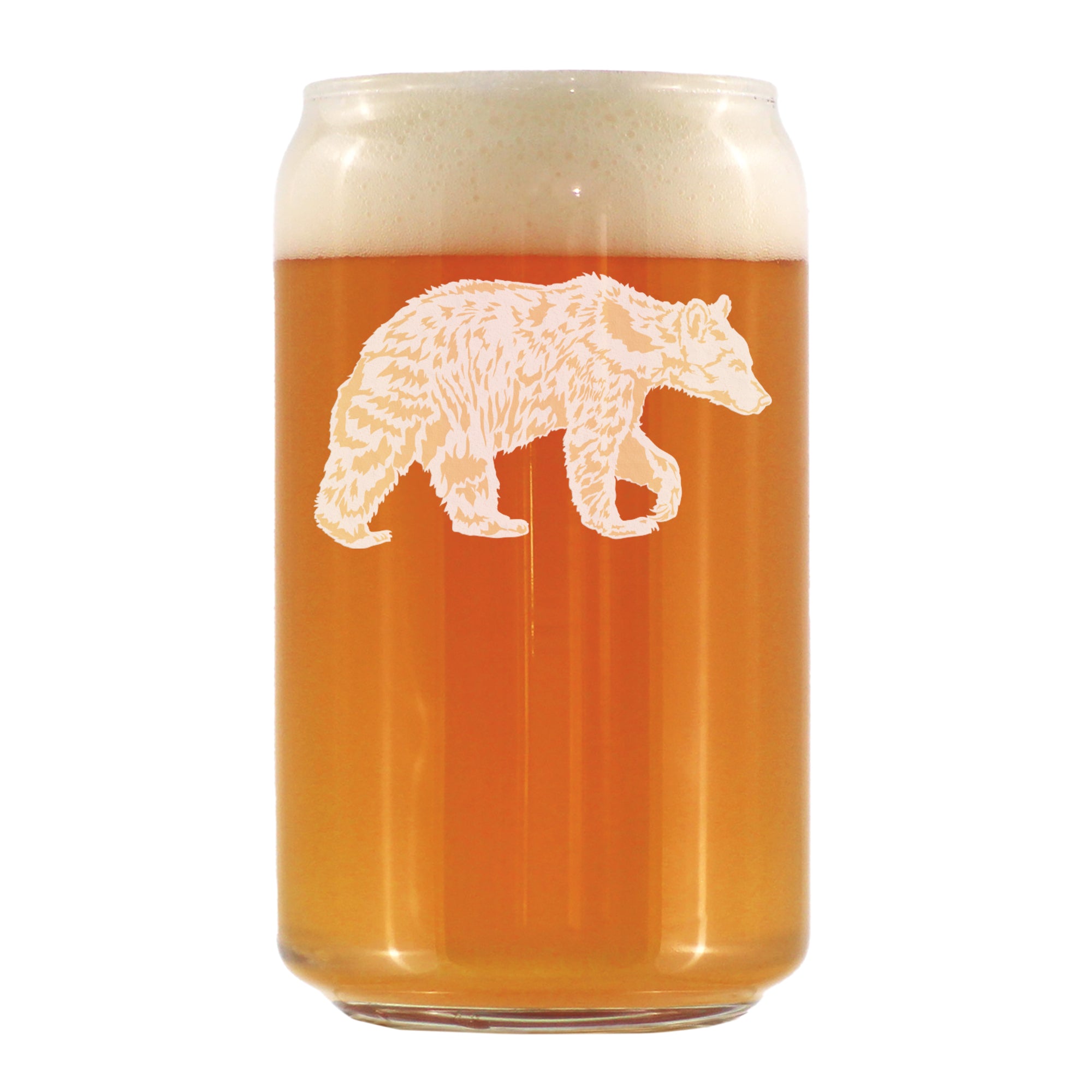 Bear Engraved Beer Can Glass - Multi-Layer Engraving - 16 oz
