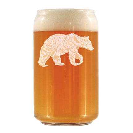 Bear Engraved Beer Can Glass - Multi-Layer Engraving - 16 oz