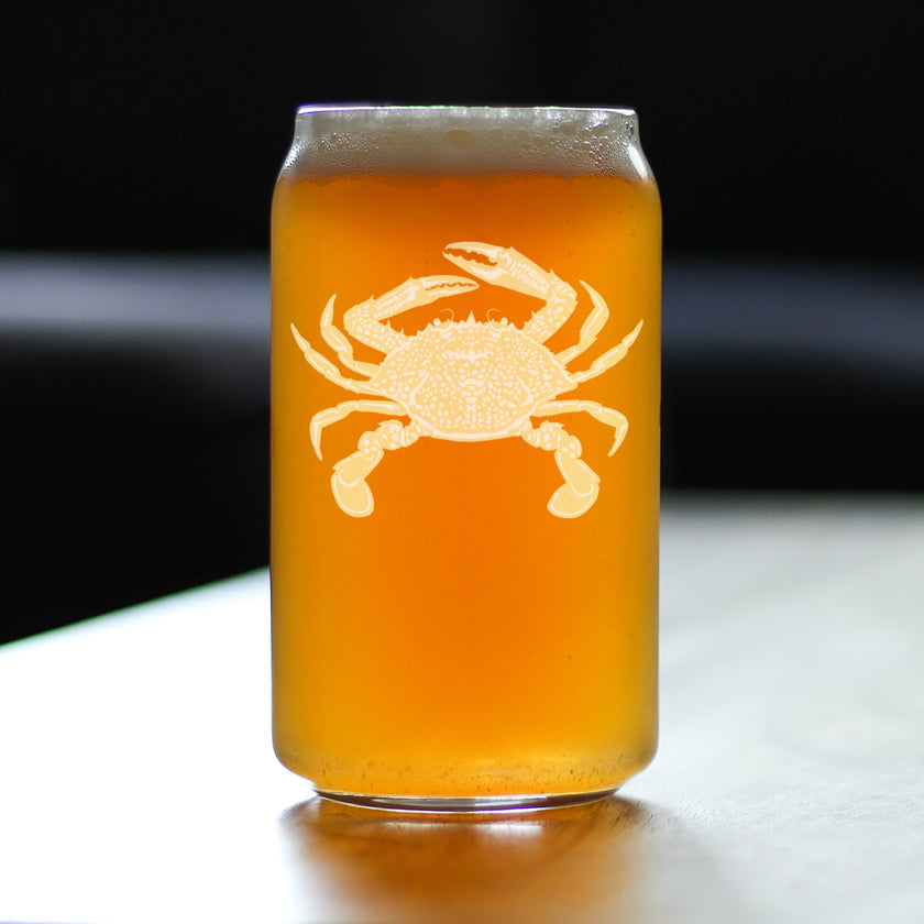 Crab Engraved Beer Can Glass - Multi-Layer Engraving - 16 oz