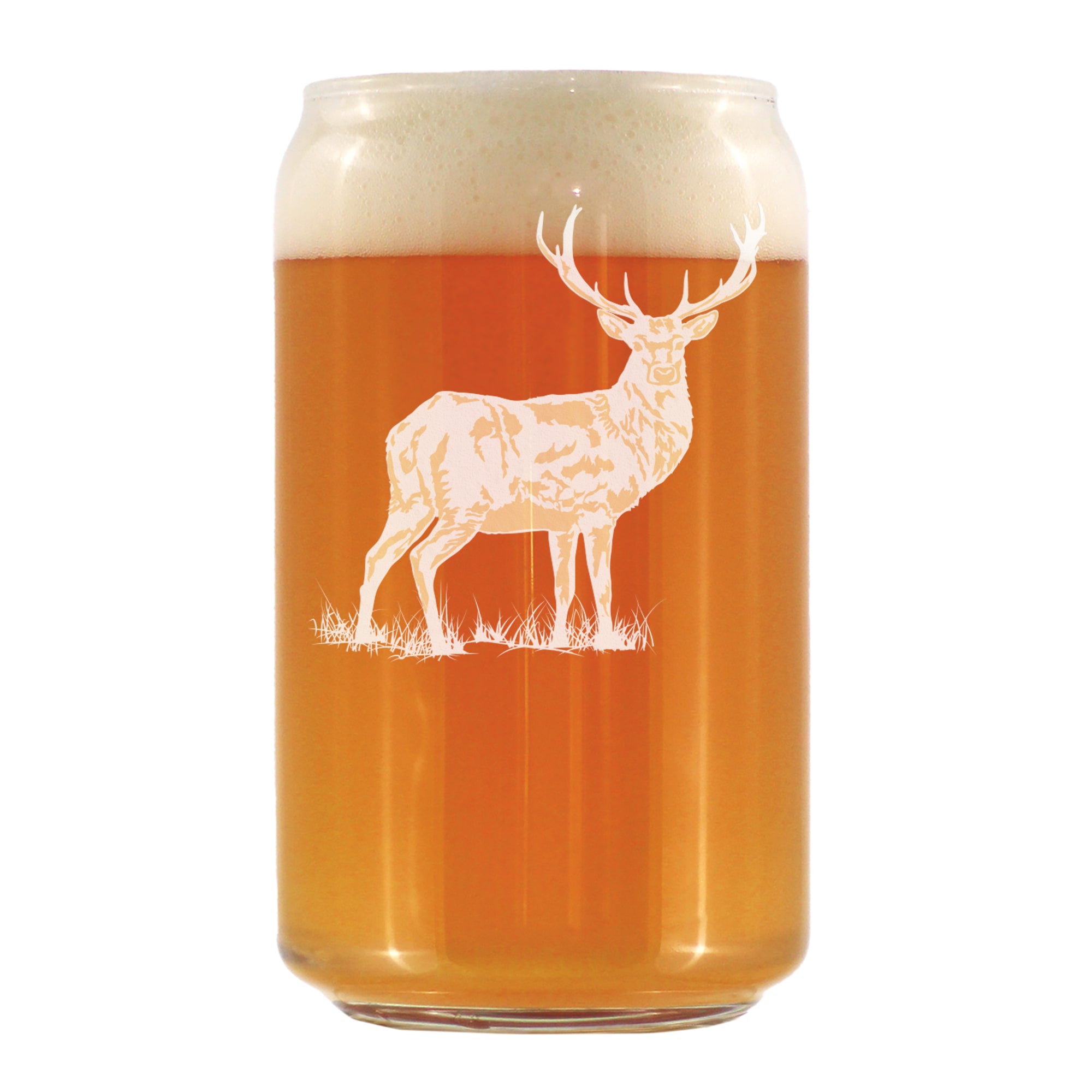 Deer Engraved Beer Can Glass - Multi-Layer Engraving - 16 oz