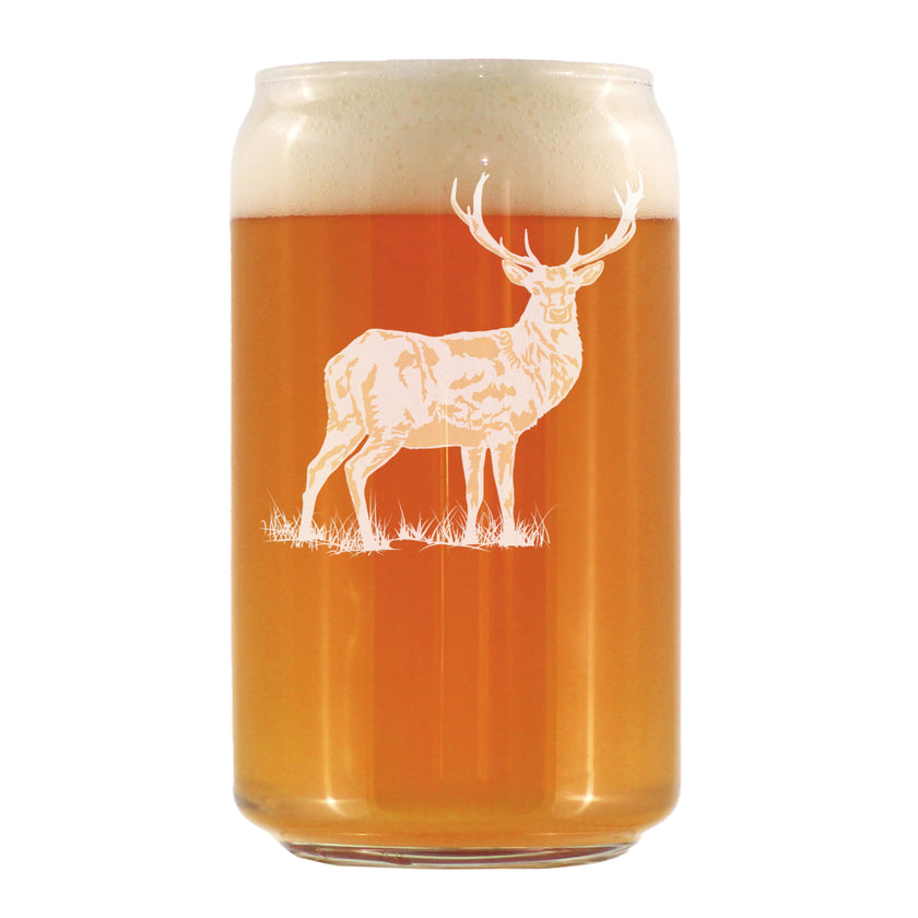 Deer Engraved Beer Can Glass - Multi-Layer Engraving - 16 oz