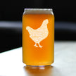 Hen Engraved Beer Can Glass - Multi-Layer Engraving - 16 oz