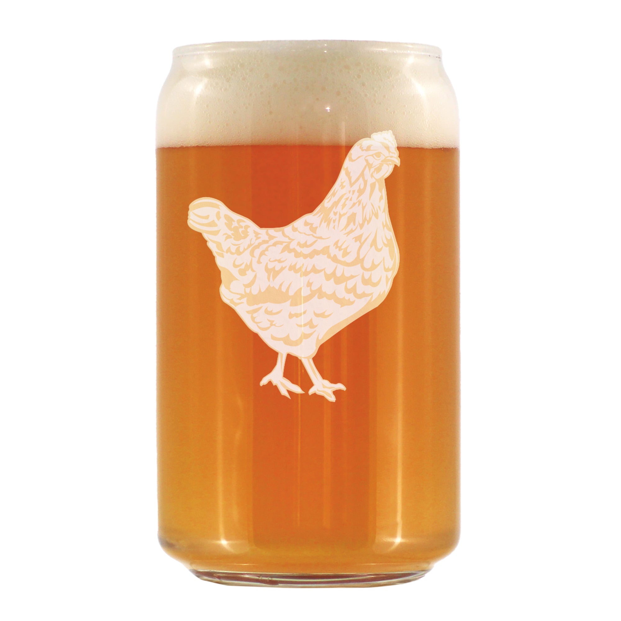 Hen Engraved Beer Can Glass - Multi-Layer Engraving - 16 oz