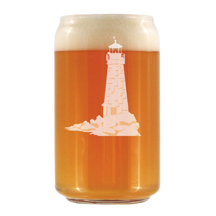 Lighthouse Engraved Beer Can Glass - Multi-Layer Engraving - 16 oz