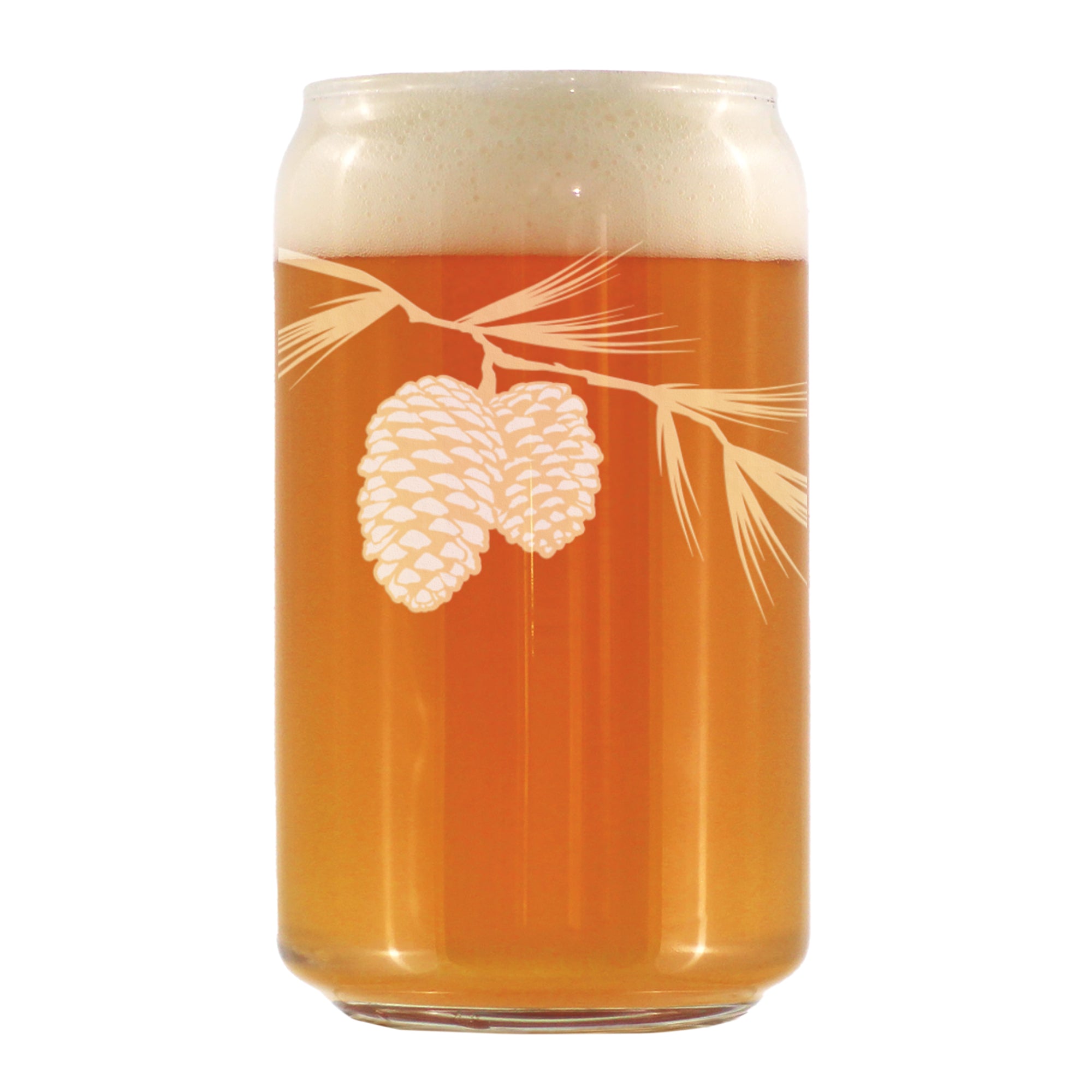 Pinecones Engraved Beer Can Glass - Multi-Layer Engraving - 16 oz