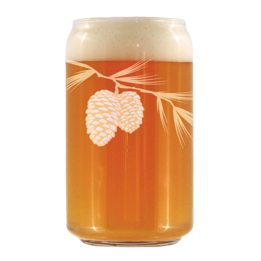 Pinecones Engraved Beer Can Glass - Multi-Layer Engraving - 16 oz