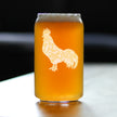Rooster Engraved Beer Can Glass - Multi-Layer Engraving - 16 oz