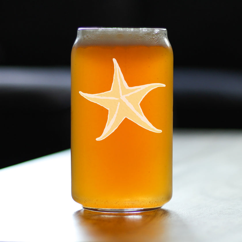 Starfish Engraved Beer Can Glass - Multi-Layer Engraving - 16 oz