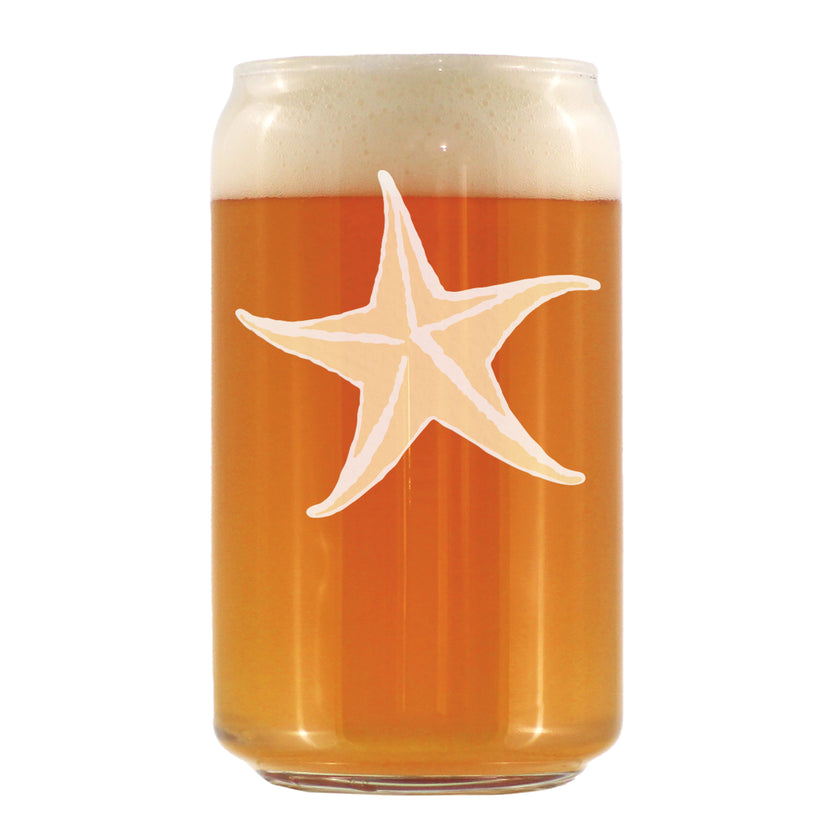 Starfish Engraved Beer Can Glass - Multi-Layer Engraving - 16 oz