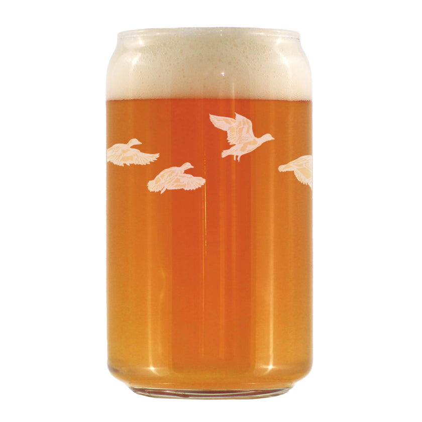 Flying Ducks Engraved Beer Can Glass - Full Wrap - Multi-Layer Engraving - 16 oz