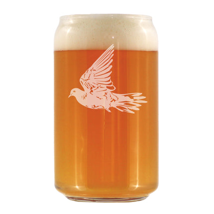 Dove - Engraved Beer Can Glass Birds Decor, Accessories and Bird Themed Gifts for Bird Lovers Beer Can Shaped Pint Glass - 16oz