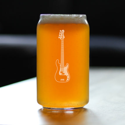 Electric Bass Beer Can Pint Glass - Music Gifts for Bass Players, Teachers and Musical Accessories for Musicians that Play Bass Guitar - 16 Oz Glasses