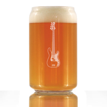 Electric Bass Beer Can Pint Glass - Music Gifts for Bass Players, Teachers and Musical Accessories for Musicians that Play Bass Guitar - 16 Oz Glasses