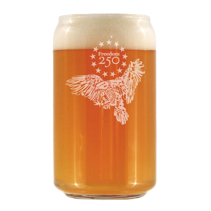 Freedom 250 Bald Eagle Engraved Beer Can Glass - 16oz Official USA 250th Anniversary Merch