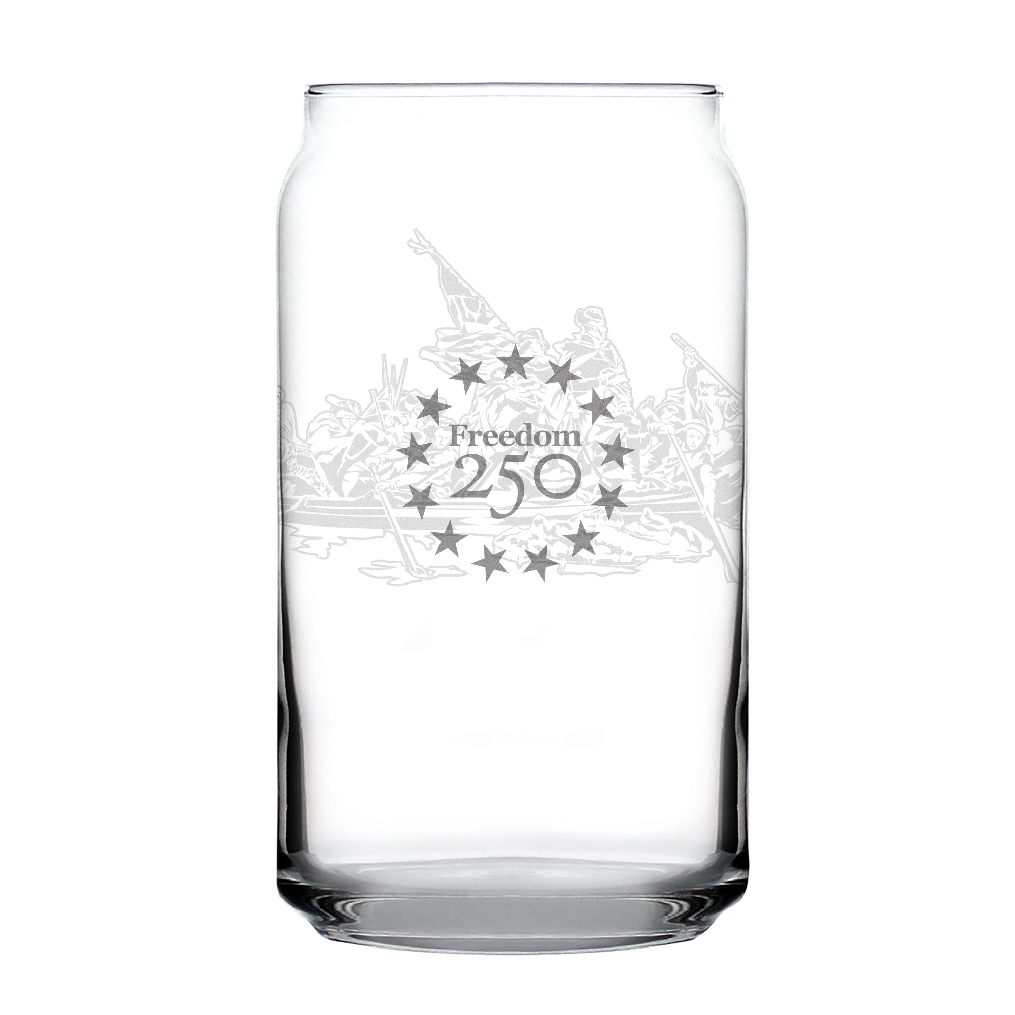 Freedom 250 Washington Crossing the Delaware Engraved Beer Can Glass - 16oz Official USA 250th Anniversary Merch
