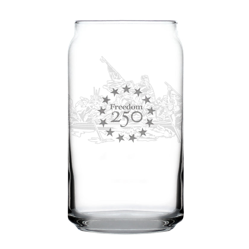 Freedom 250 Washington Crossing the Delaware Engraved Beer Can Glass - 16oz Official USA 250th Anniversary Merch