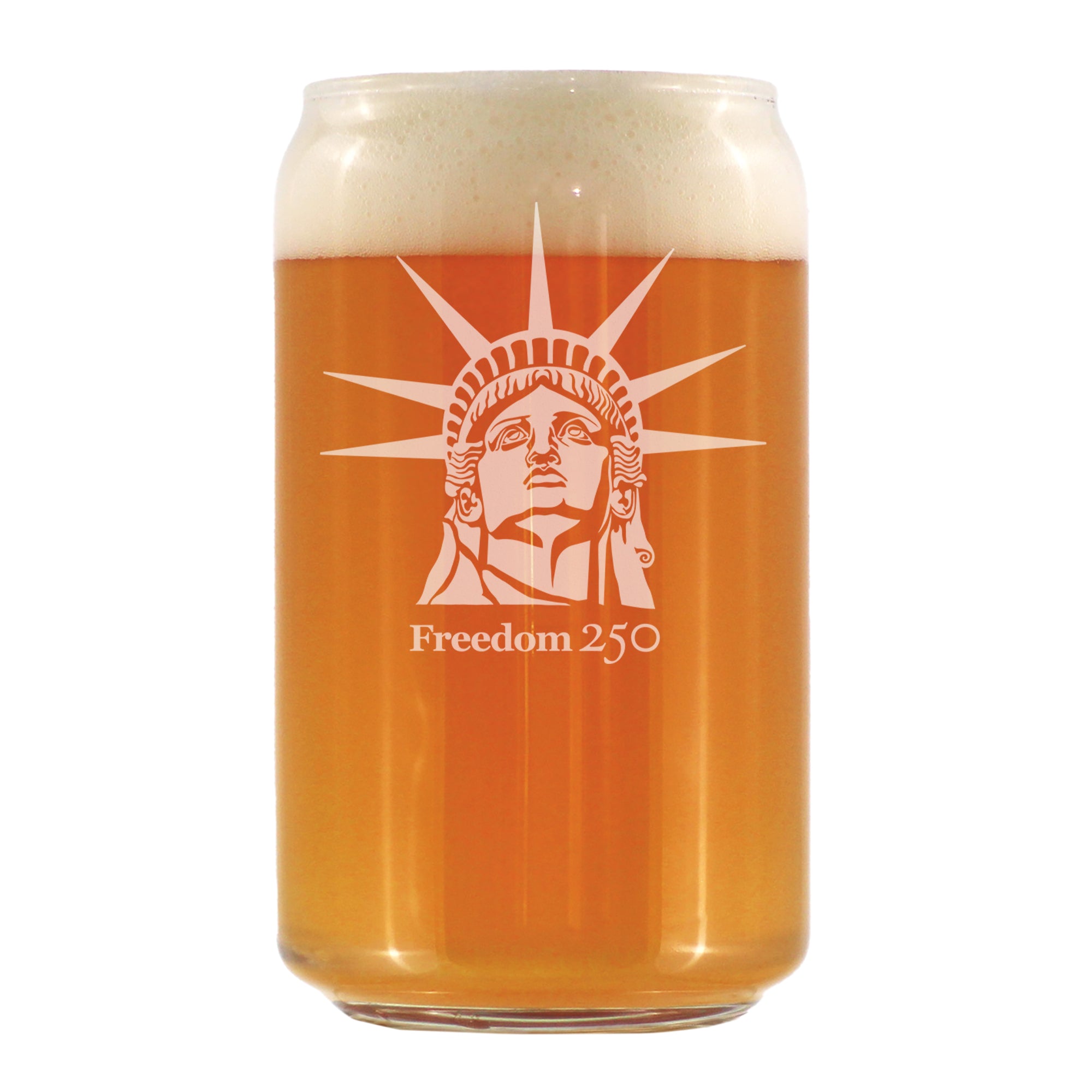 Freedom 250 Statue of Liberty Profile Engraved Beer Can Glass - 16oz Official USA 250th Anniversary Merch