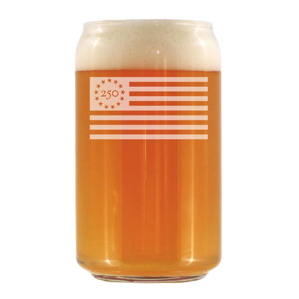 Freedom 250 Flag Logo Engraved Beer Can Glass - 16oz Official USA 250th Anniversary Merch