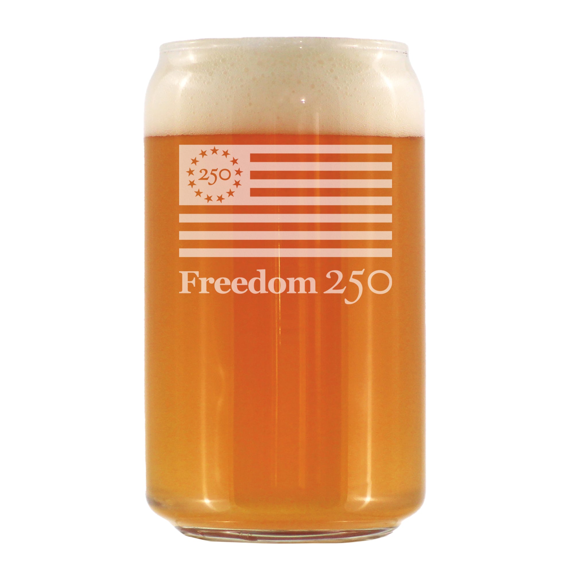 Freedom 250 Logo Engraved Beer Can Glass - 16oz Official USA 250th Anniversary Merch