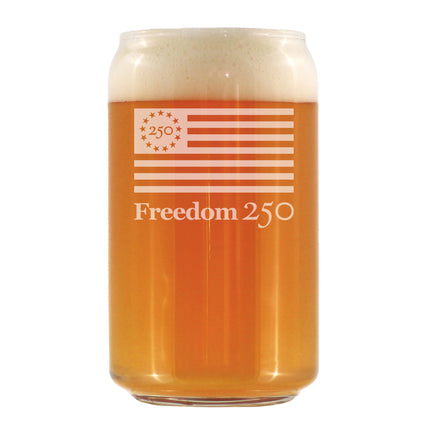 Freedom 250 Logo Engraved Beer Can Glass - 16oz Official USA 250th Anniversary Merch